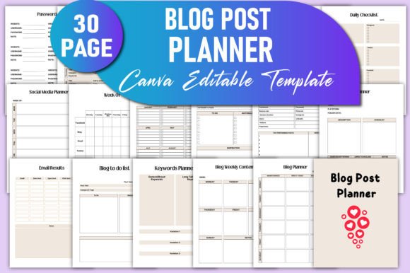 Download Editable Blog Post Planner Canva KDP - Premium Resources