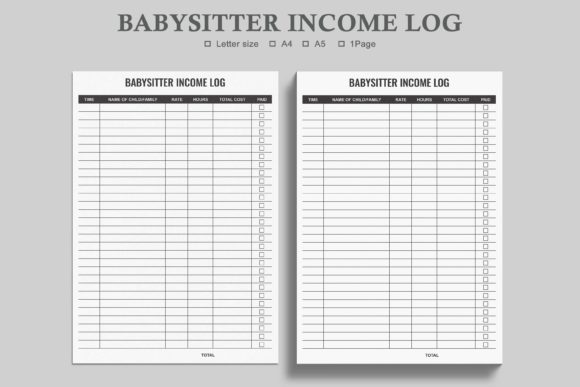 Download Babysitter Income Log,Babysitter Income - Income log Collection