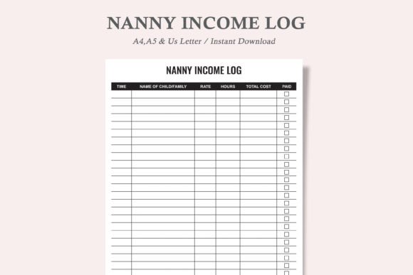 Download Nanny Income Log - Premium Resources