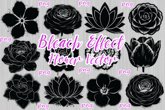 Download 60 Bleach Effect Black Flower Vector - Bleach effect Collection